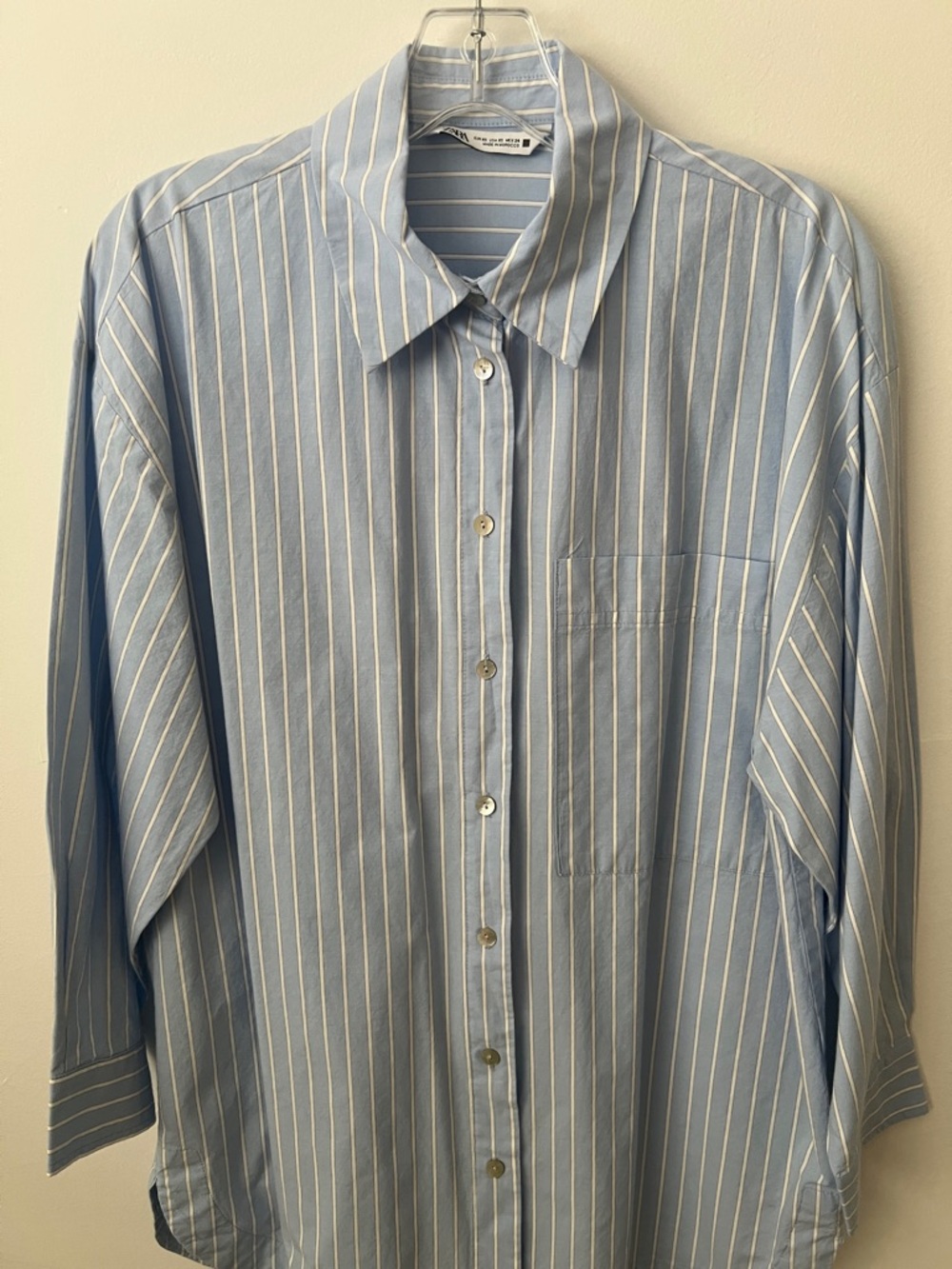 Zara Light Blue & White Vertical Stripe Button-Down Shirt